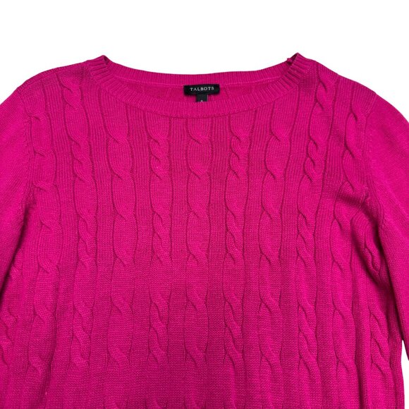 Talbots Women's Cable Knit LS Pullover Sweater Top Lambs Wool Blend, Size S - Picture 6 of 8